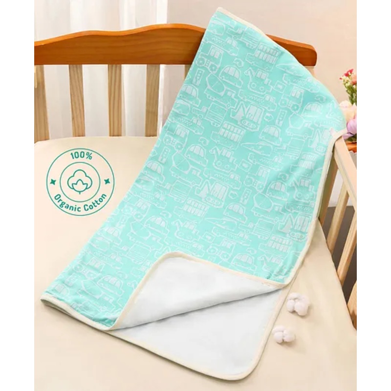 Bonfino Premium Cotton Daiper Changing Mat Transport Print - Blue