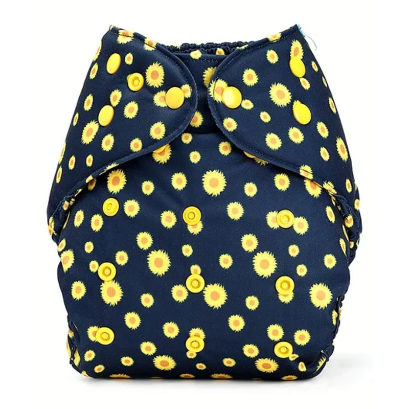 Bumberry Adjustable Reusable Cloth Diaper Cover Sunflower Print - Blue