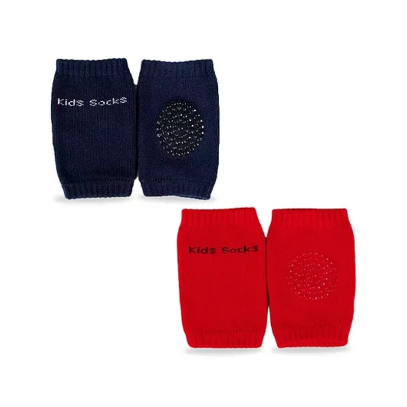 Chinmay Kids Knee Pads with Anti-Slip Padded Stretchable Elastic Cotton Soft Comfortable Pack of 2 - Dark Blue & Red