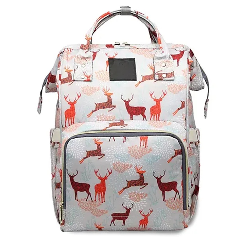 Chinmay Kids Large Capacity Unicorn Design Diaper Backpack with Insulated Bottle Storage -  Grey