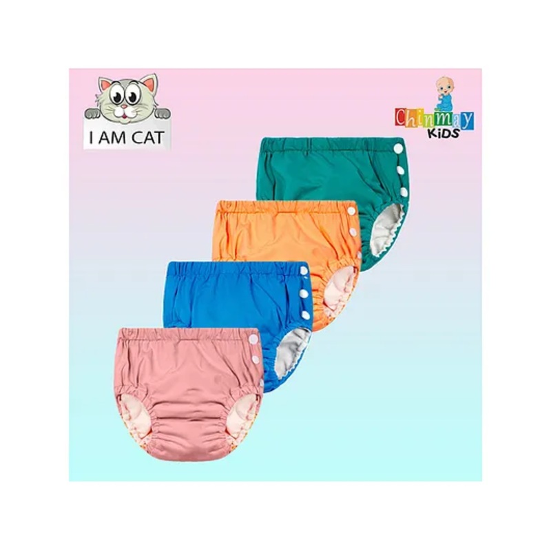 Chinmay Kids Reusable Swimwear Diaper Pants Set Of 4 - Pink Orange Green & Blue
