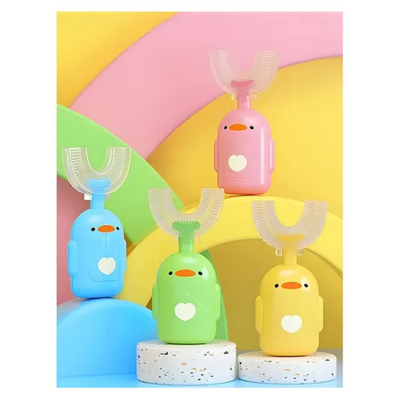 Cozy Vibes Kids Toothbrush Cartoon Kids U Shaped Toothbrush Cartoon Modeling Toothbrushes for Baby Kids - Pack of 1 - Color May Vary