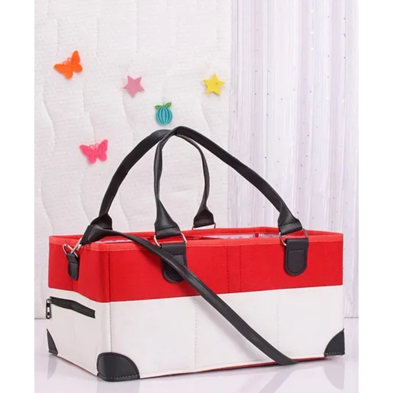 Diaper Caddy Bag - White Maroon