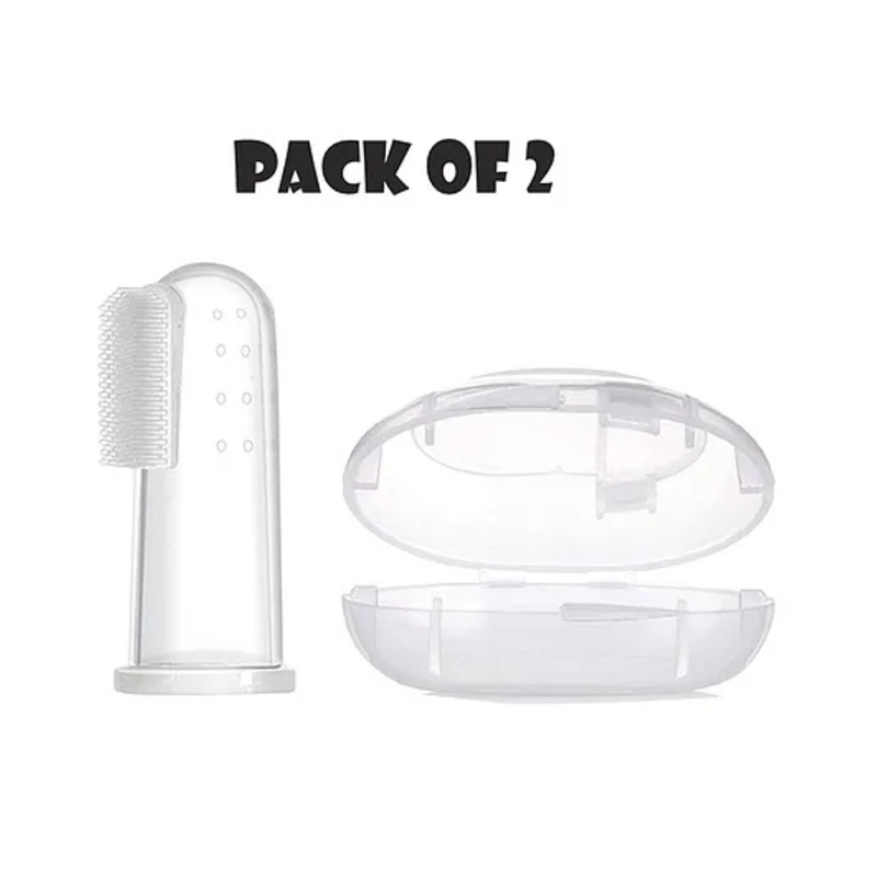 Enorme Baby Silicone Finger Toothbrush With Case Pack of 2 - White