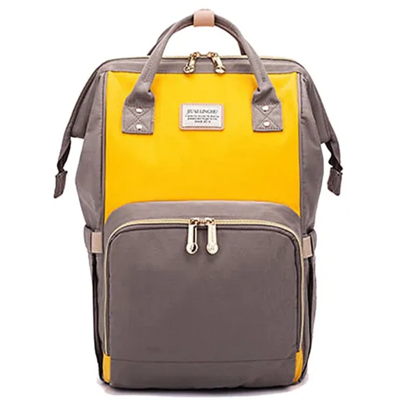 House of Quirk Diaper Bag Maternity Backpack -  Yellow & Grey