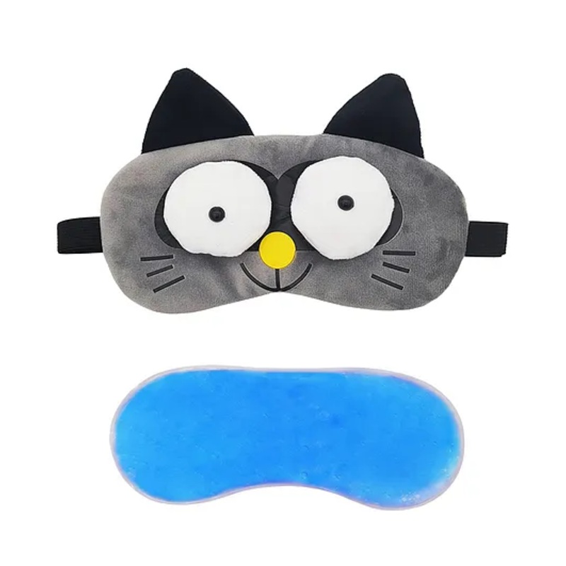 Jenna Cute 3D Cat Sleeping Eye Shade Mask Cover With Cooling Gel - Grey