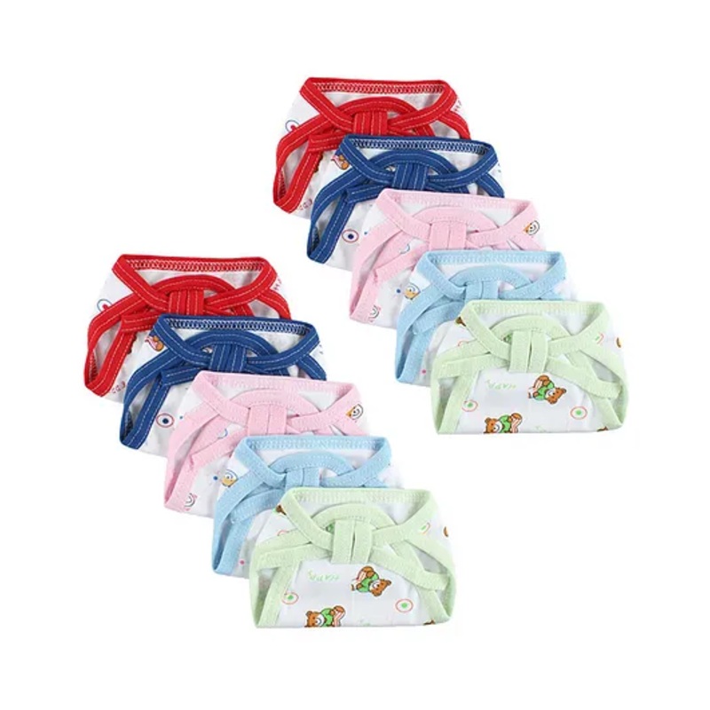 Little Boo New Born Baby Cotton Washable and Reusable U Shaped Cloth Nappy Pack of 10 - Multicolour