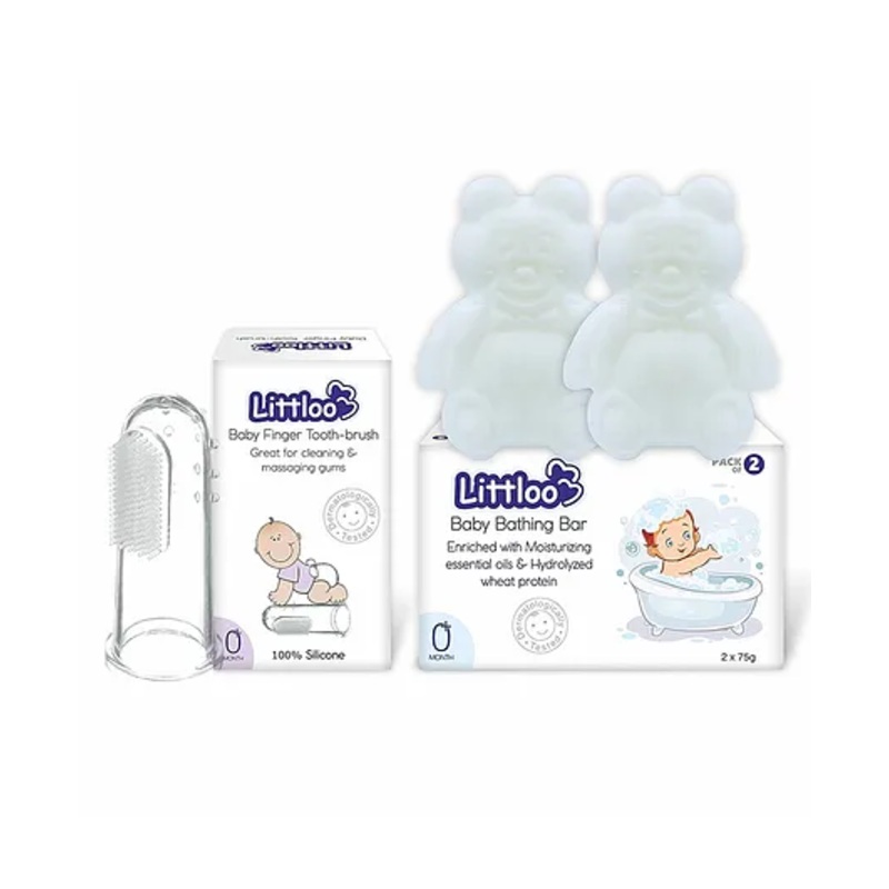 Littloo Combo of Finger Toothbrush and Baby Soap (Toothbrush + Soap)