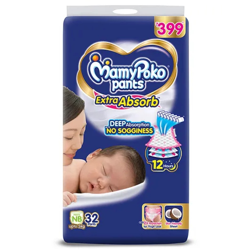 MamyPoko Extra Absorb Pants Style Diapers New Born -Pack of 32