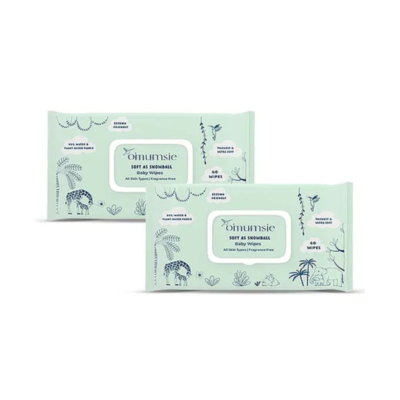 O'mumsie  99 Percent Water Baby Wipes Thickest & Unscented Pack Of 2- Multicolor