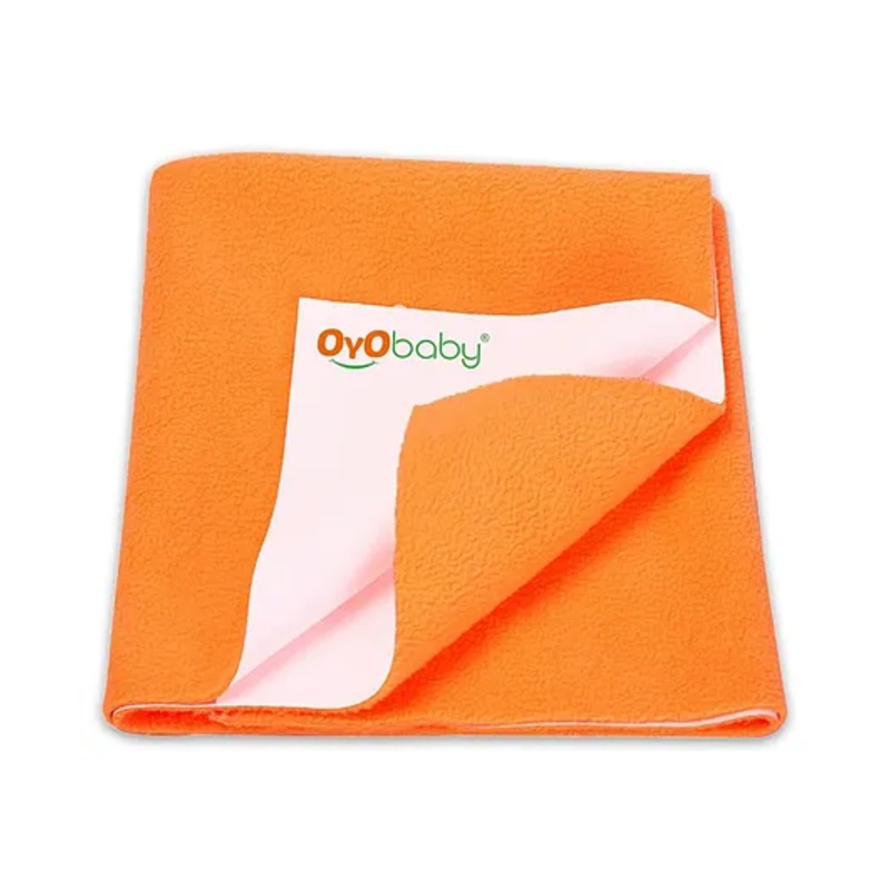 OYO BABY Anti-Piling Fleece Extra Absorbent Instant Dry Sheet, Baby Bed Protector, Waterproof Sheet, Small (70cm x 50cm), Peach