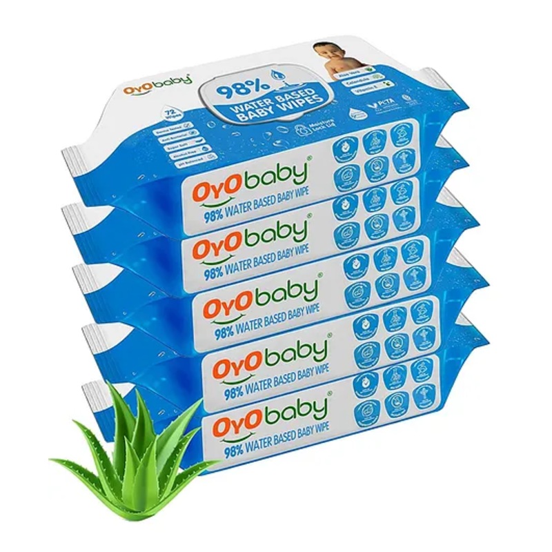 Oyo Baby Wipes Offers Combo Wet Wipes With Lid Water Wipes for Newborn babies Pack of 5 - 360 wipes