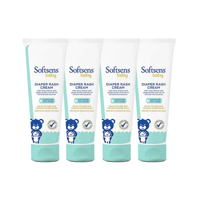 Softsens Baby Natural Diaper Rash Cream Enriched With Aloe Vera Juice and Shea Butter Pack of 4 - 50 g Each