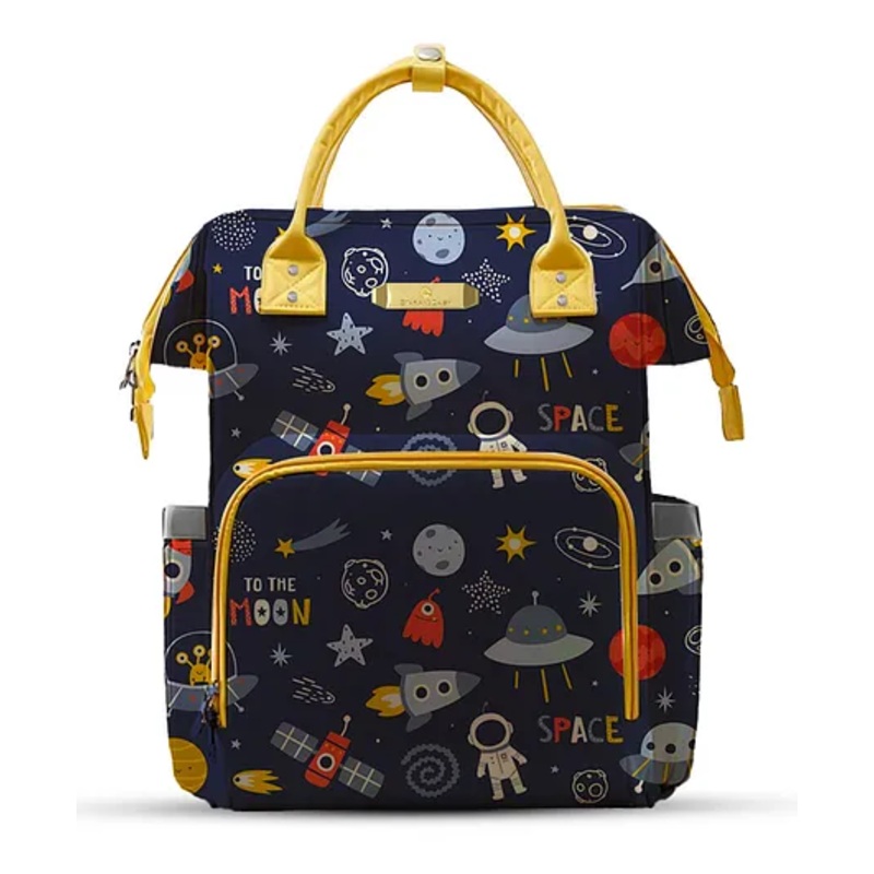 StarAndDaisy Nappy Nest Backpack, Newborn Baby Diaper Bags with Multiple Pockets, Back Opening, 26.5 Liter Enhanced Capacity, Waterproof Pocket, 3 Double Insulated Pockets,  Space Print - Blue - Height 20 Inches