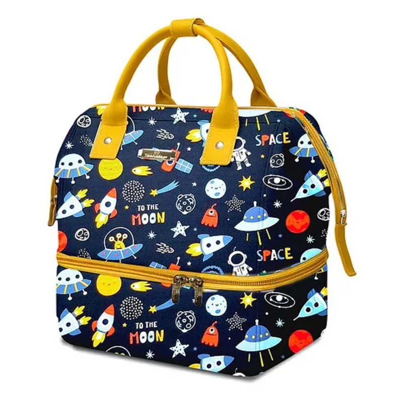 StarAndDaisy Travel Diaper Bag for Mothers  Stylish Handcrafted Bag with Insulated Compartment, Multiple Pockets & 12L Enhanced Capacity - Space Print