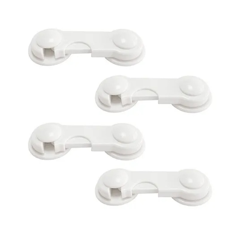 Syga Baby Safety Locks Uses Dual Adhesive Tape Child Proof Cabinets Drawers Appliances Fridge Pack of 4 - White