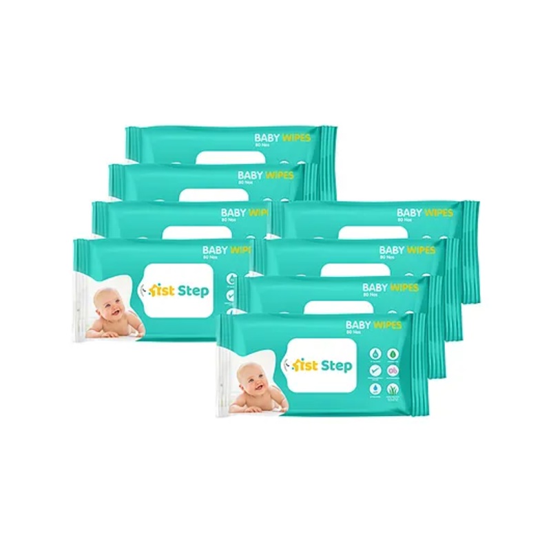 1st Step Baby Wet Wipes Enriched and Aloe Vera and Jojoba Oil 72 Wipes Pack of 8 - 640 Wipes