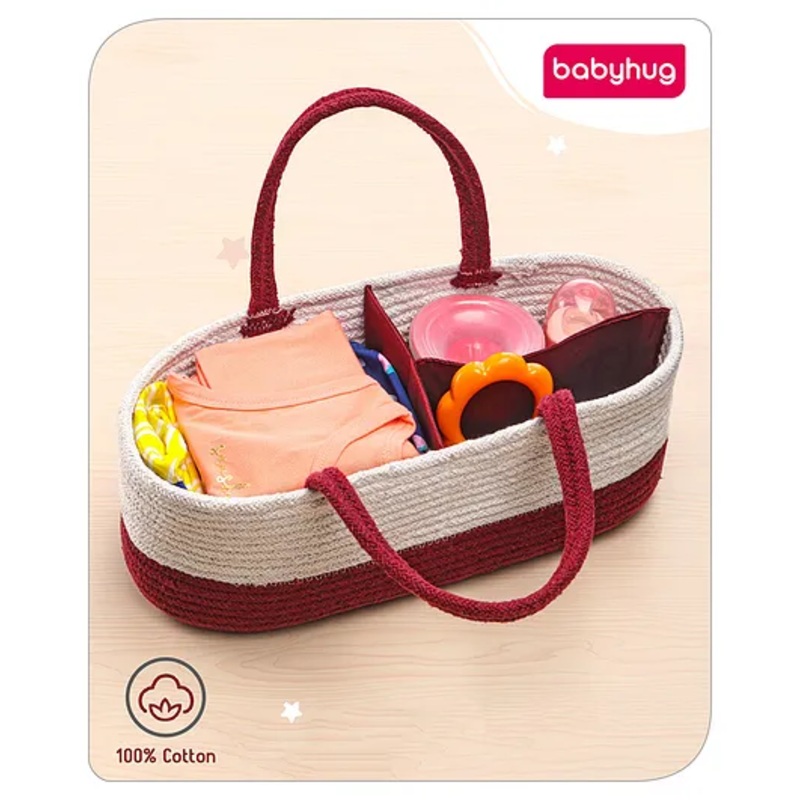 Babyhug Braided Caddy Bag- Maroon White