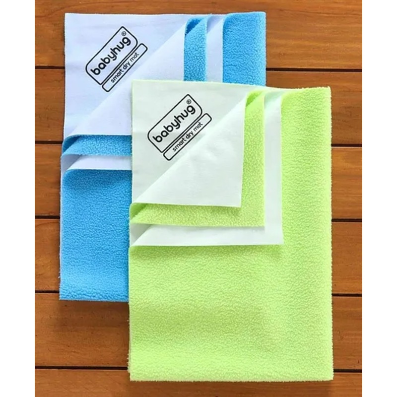 Babyhug Smart Dry Bed Protector Sheet Pack of 2 Small- Blue and Green