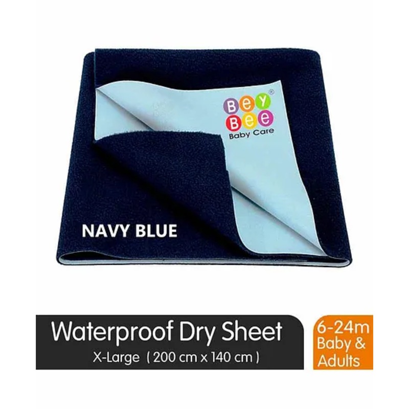 BeyBee Waterproof Baby Bed Protector Dry Sheet Extra Large - Dark Blue