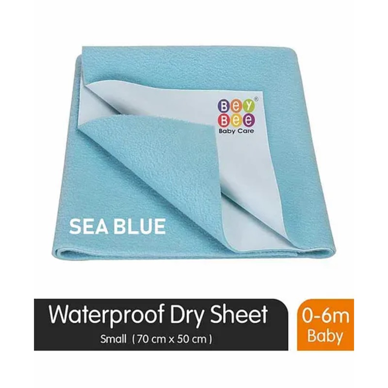 BeyBee Waterproof Bed Protector for Born Babies and Kids, Small - Sea Blue