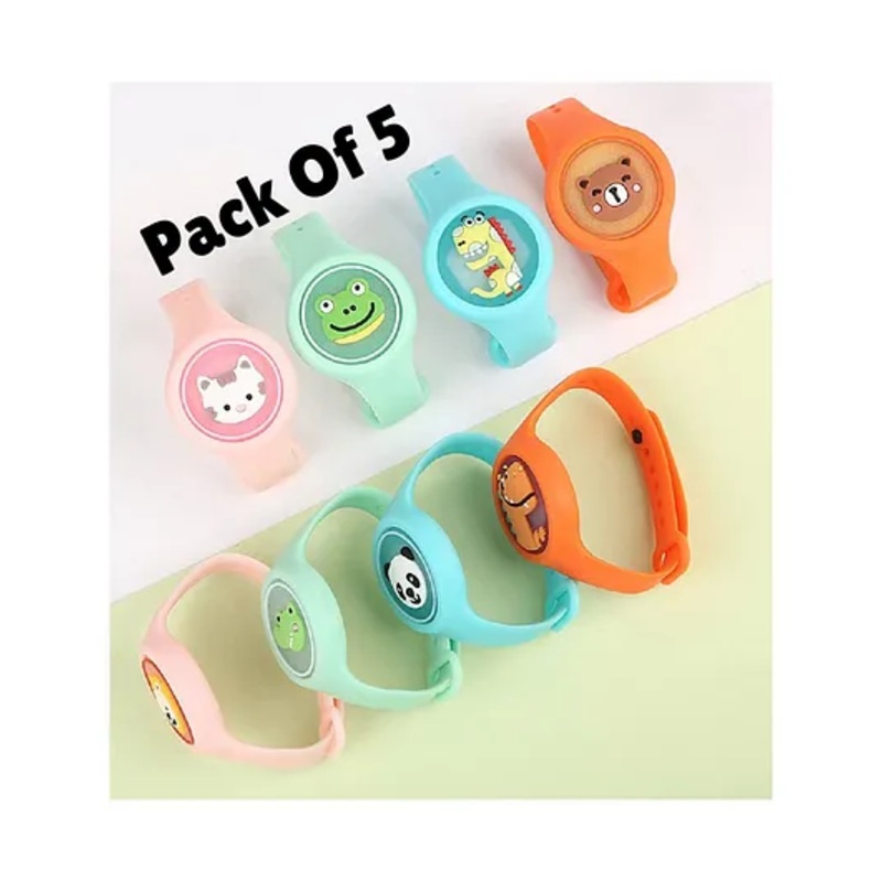 BOXOT IMPEX Mosquito Repellent Bands with LED Light Up Insect & Bug Pest Repeller Waterproof Bracelet with Essential Oils Pack of 5 - Multicolour