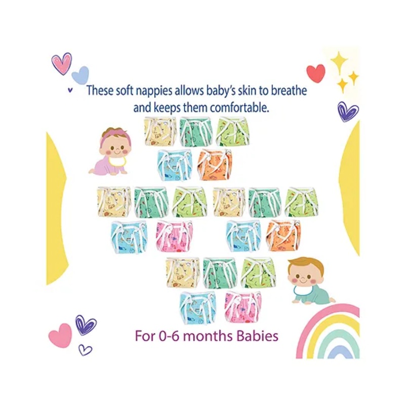 Chirsh Newborn Baby Hosiery Cotton Cloth Single Layer Nappies Pack of 20 pcs - Multi