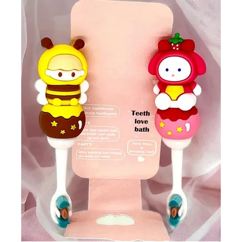 Comercio Cute Honey Bee & Doll Soft Tooth Brush - Pink & Yellow