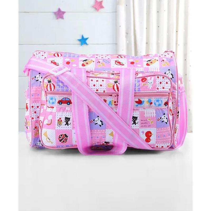 Diaper Bag Multiutility Sunny Day Print With PVC Material- Pink