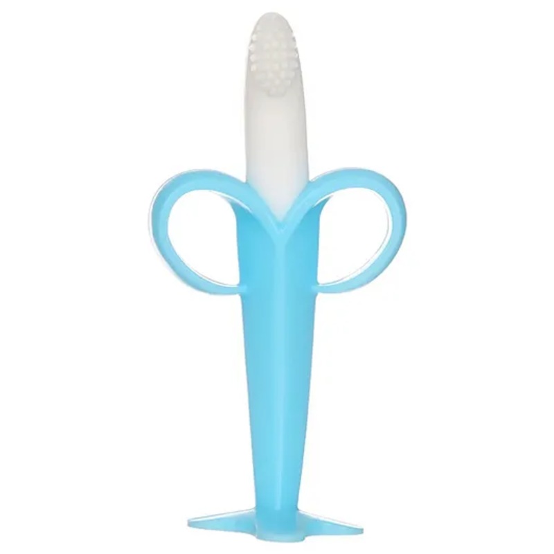 Kritiu Silicone Ultra Soft Safety Banana Shape Toothbrush For Toddlers - Blue