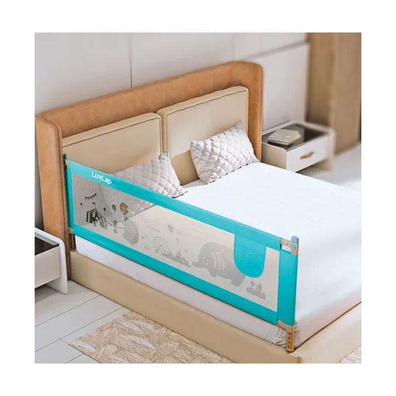 LuvLap Comfy Baby Bed Rail Guard for Toddler Safety, 180cm x 72cm, Foldable & Portable, Adjustable Height, Single Bed Side Rail (Green)