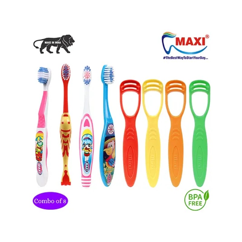 MAXI Junior Oral Care Combo Pack of 8 - Multicolor