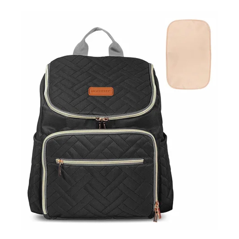Motherly Diaper Quilted Diaper Bag for Mothers for Travel with Changing Mat - Spacious Diaper Bags for Mom | Baby Bag with Multi-Pocket Design | Maternity Bags for Mother and Baby (Black)