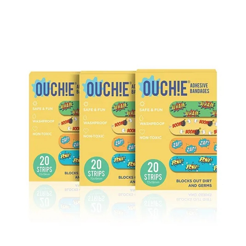 Ouchie Printed Bandages Pack of 3 - 20 Stripes each