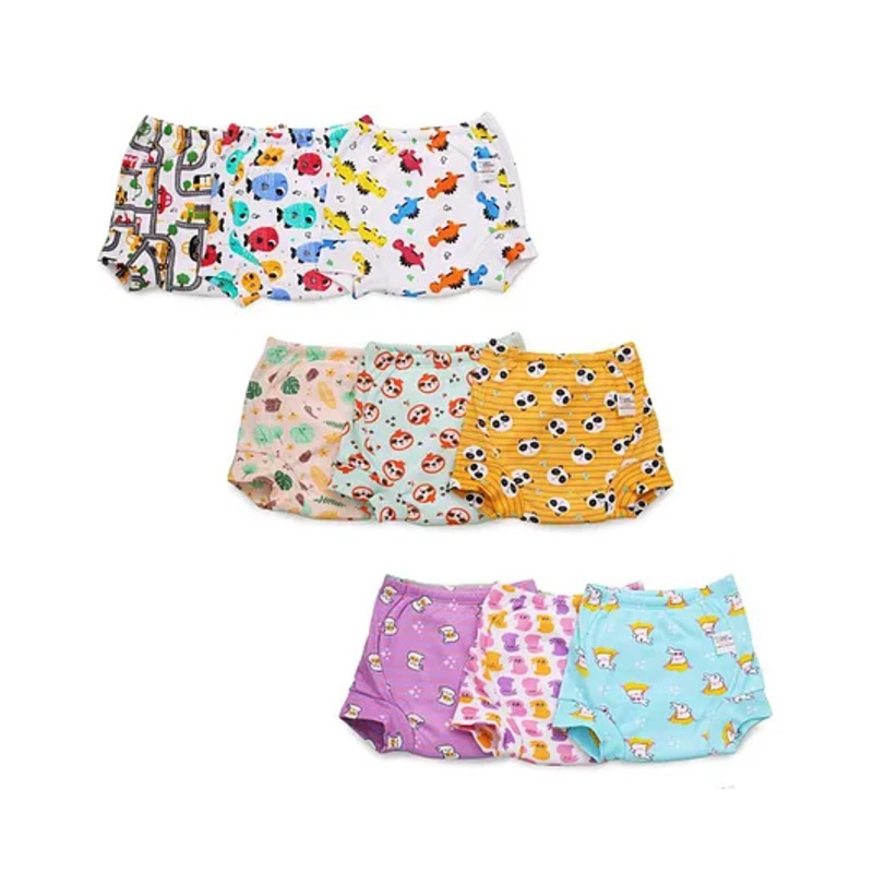 SuperBottoms Padded Underwear for 2-3Y Babies | Potty Training Pants for Mess-Free Diaper-Free Time | Assorted 5 | Pack of 9