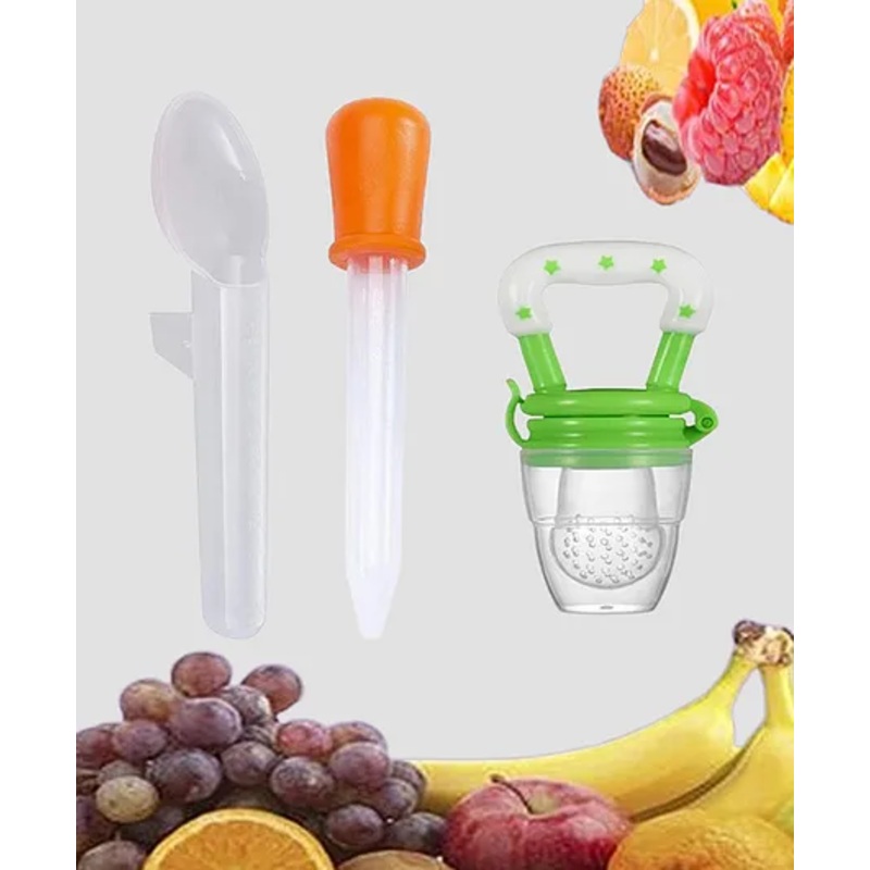 The Cheeky Kidzz Baby Medicine Dropper Spoon Set With Silicone Fruit Nibbler Teether BPA Free