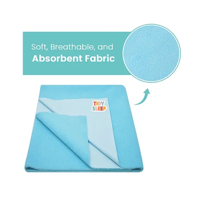 TIDY SLEEP Waterproof Baby Bed Protector Dry Sheet For New Born Babies- Baby Blue (Small)