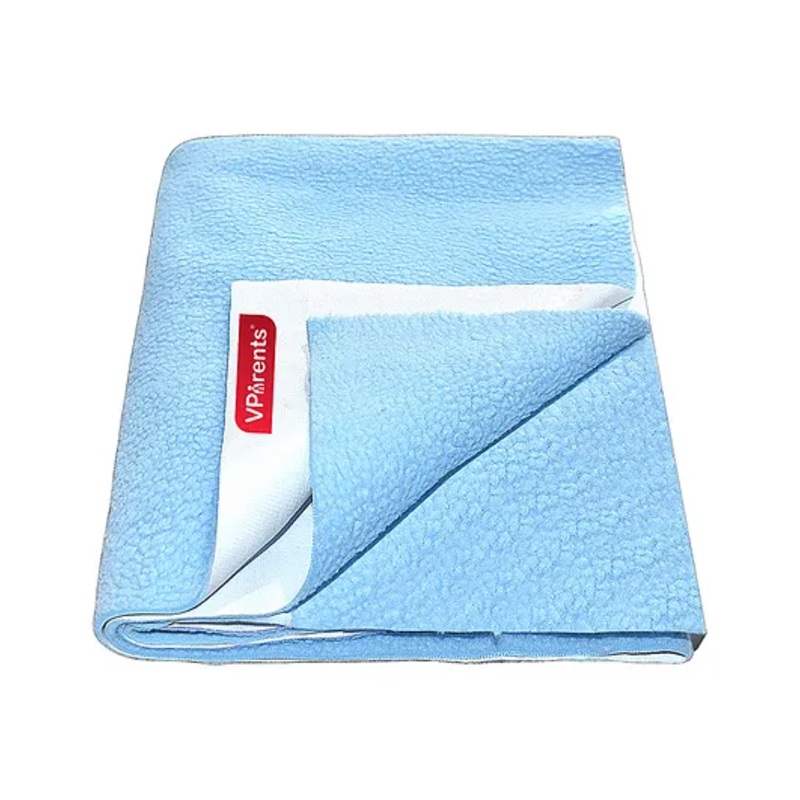 VParents Chubby Cheeks Water Proof Baby Bed Protector Reusable Dry Sheet  Large - Light Blue