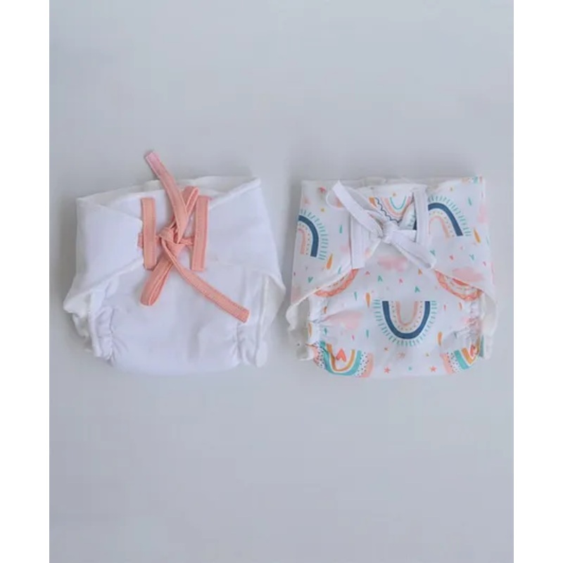 Yellow Doodle Peach Hearts Doodle Dry Nappies Small Pack Of 2 - Peach