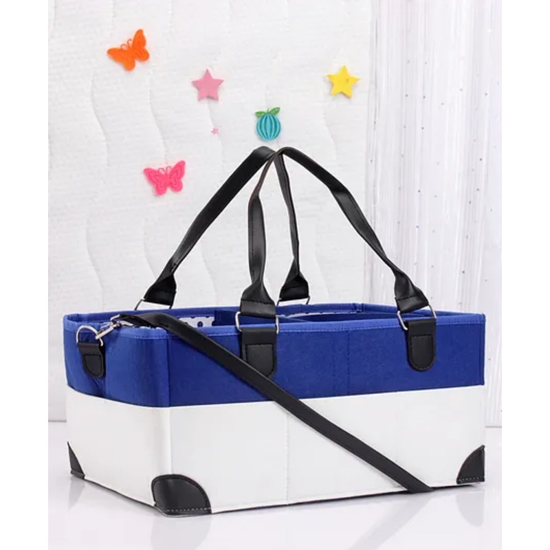 Baby Diaper Caddy Storage Bag - White & Blue