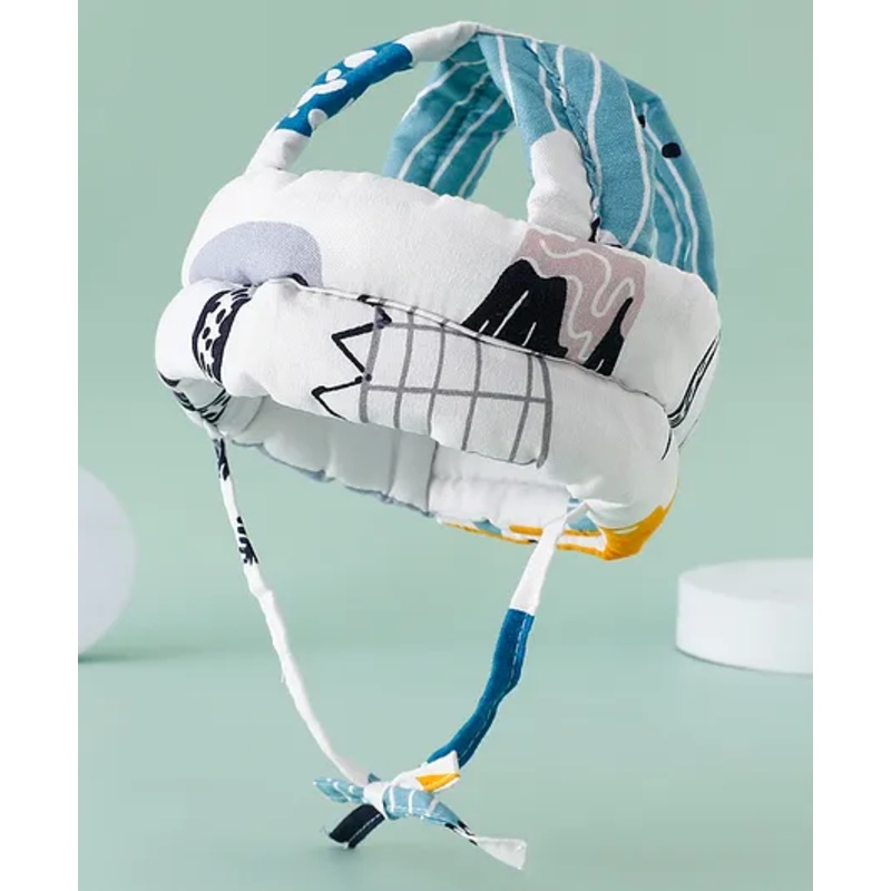 Baby Helmets With Abstract Print - White
