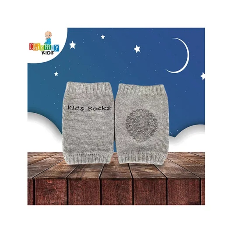 Chinmay Kids Anti-Slip Padded Stretchable Elastic Cotton Soft Comfortable Knee Pads -Grey