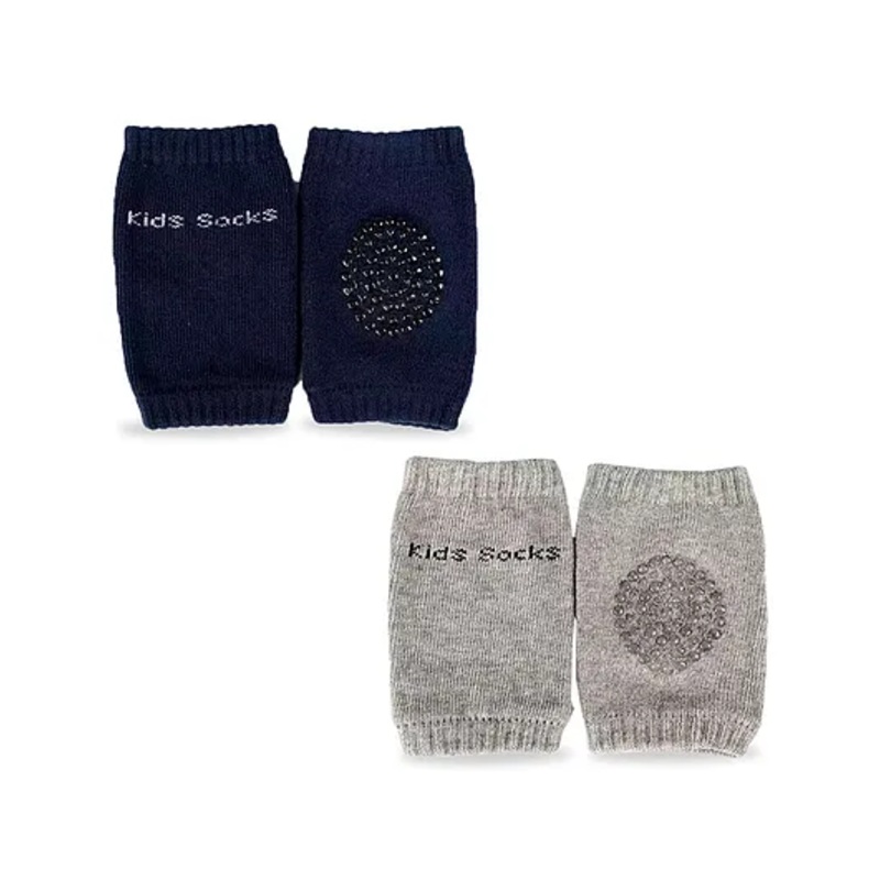 Chinmay Kids Knee Pads with Anti-Slip Padded Stretchable Elastic Cotton Soft Comfortable Pack of 2  - Dark Blue & Grey