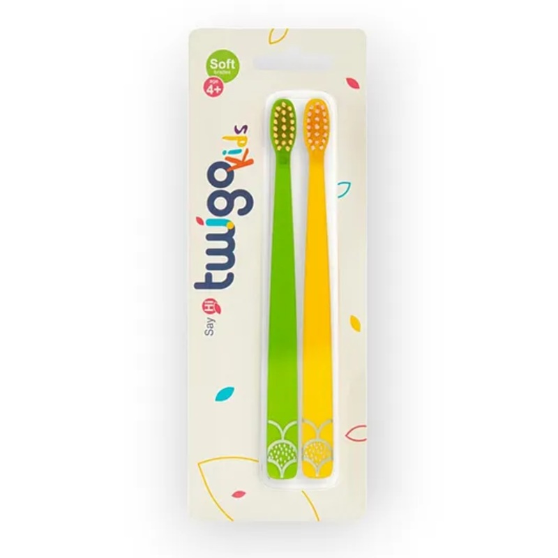 Flipper Toothbrush Twigo Kids 2Pcs - Green & Yellow