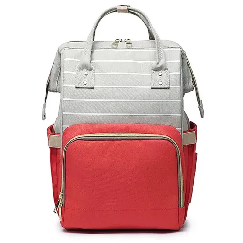 House of Quirk Baby Diaper Bag Grey Strip print Maternity Backpack - Multicolor