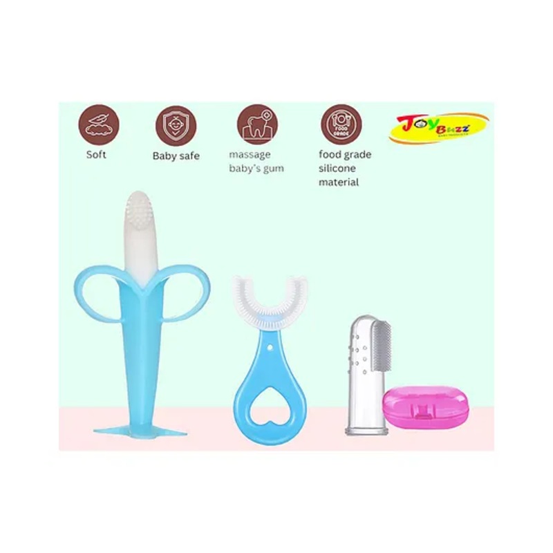 Joy Buzz Silicone  Toothbrushes Pack Of 3 - Pink