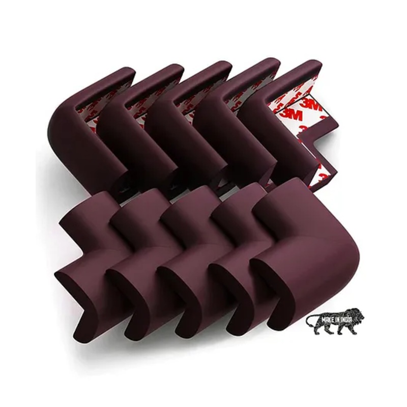 Kids Station Table Corner Protector for Sharp Edge for Baby Safety - Kids Safety, Toddler Safety - Corner Guards for Newborns and Infants - Pre-Taped, Baby Proofing - Density 60g m, 3cm Thick (Pack of 10, Brown)