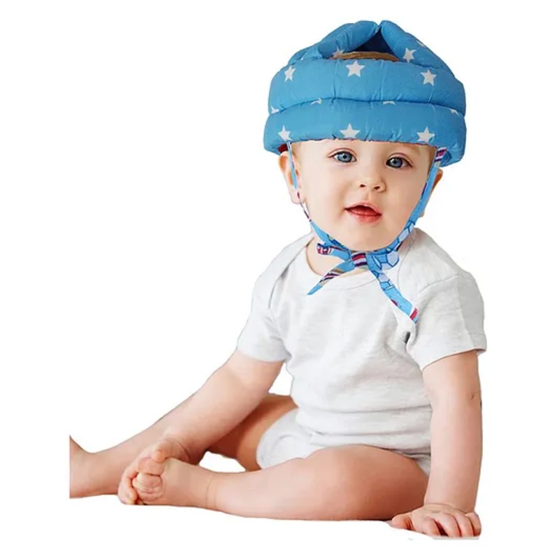Luvlittle Adjustable Cushioned Baby Safety Helmet Star Printed - Blue (Print May Vary)