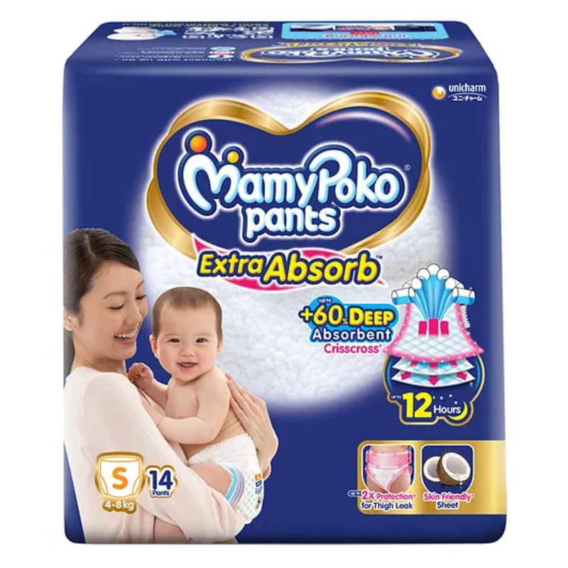 MamyPoko Extra Absorb Pants Style Diapers Small - 14 Pieces