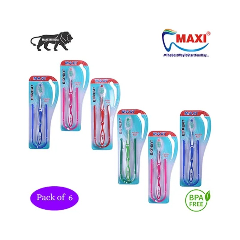 MAXI Expert Toothbrush Oral Hygiene Kit Pack of 6 - Multicolor